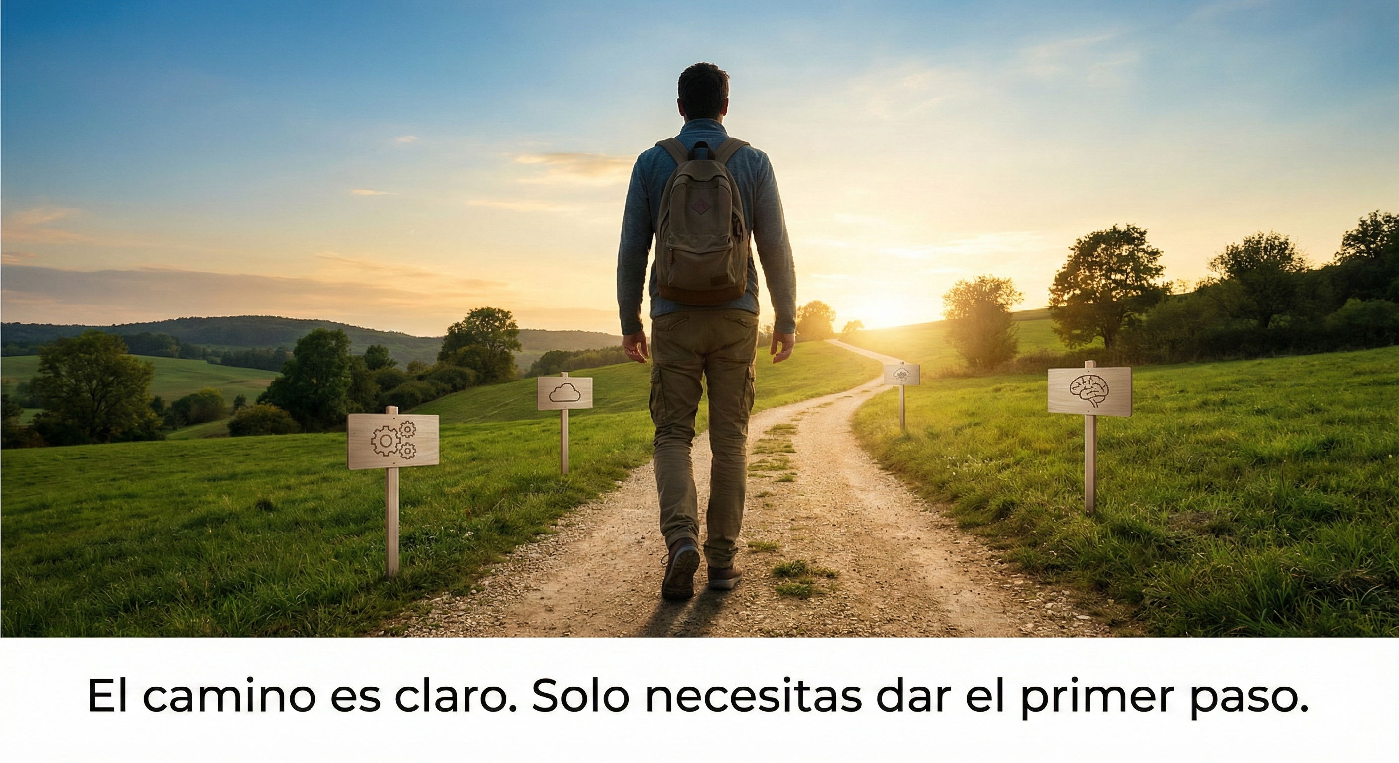 Persona caminando por un sendero claro hacia adelante